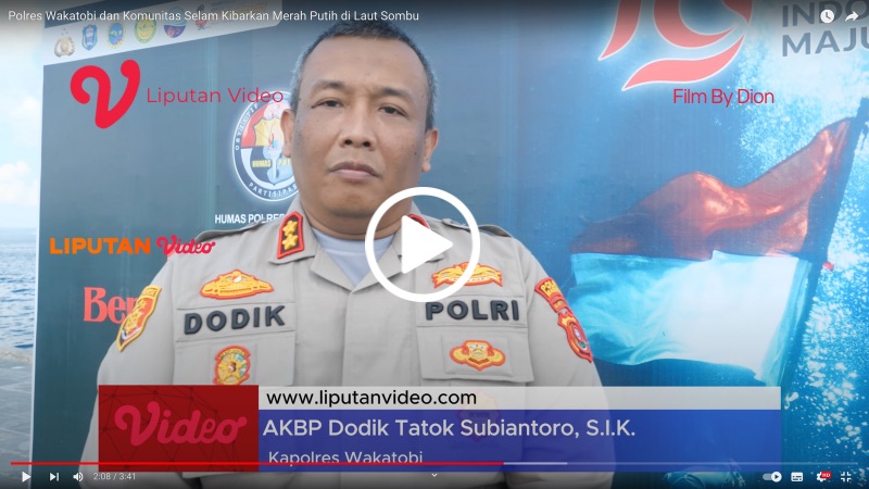 Polres Wakatobi dan Komunitas Selam Kibarkan Merah Putih di Laut Sombu